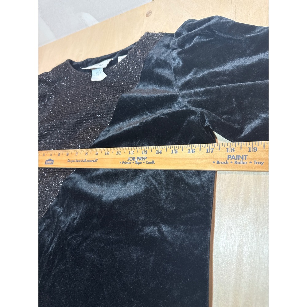 Vintage LR Sport Black Velvet Metallic Asymmetrical Top Made in USA Size 8 - Picture 5 of 7